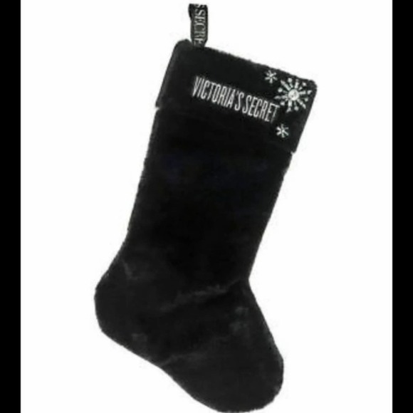 Victoria's Secret Bling Christmas Black Velvet Plush Stocking Boot NEW - Picture 7 of 7